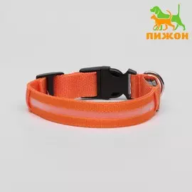 Ошейник с подсветкой размер s, ош 35-432.5 см, 3 режима свечения оранжевый