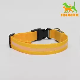 Ошейник с подсветкой размер xl,ош 52-60 х 2,5 см, 3 режима свечения желтый