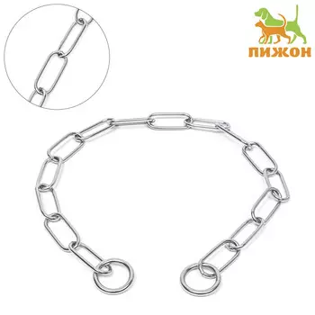 Ошейник - удавка металлический, сварная цепь, длинное звено, 70 см, толщина проволоки 4 мм