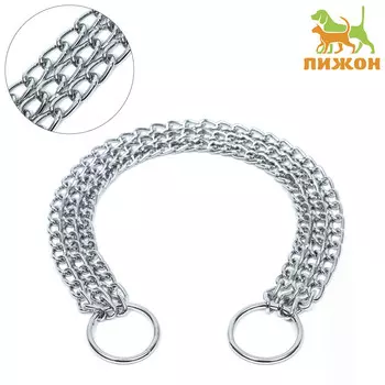 Ошейник - удавка металлический трехрядный, 45 см, толщина проволоки 2 мм