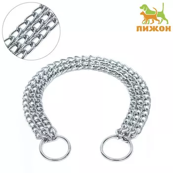 Ошейник - удавка металлический трехрядный, 55 см, толщина проволоки 2.5 мм