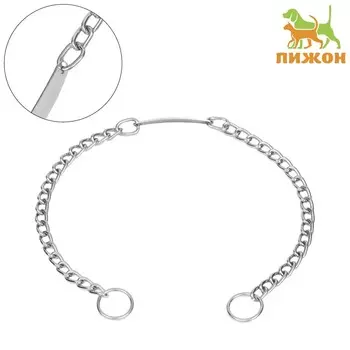 Ошейник - удавка с табличкой под гравировку, 50 см, толщина проволоки 2.5 мм
