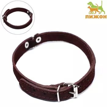 Ошейник замшевый двухслойный 1,2 см, ош 30-38 см, коричневый