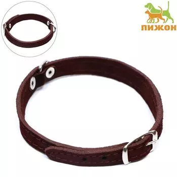 Ошейник замшевый двухслойный 1 см, ош 28-35 см, коричневый