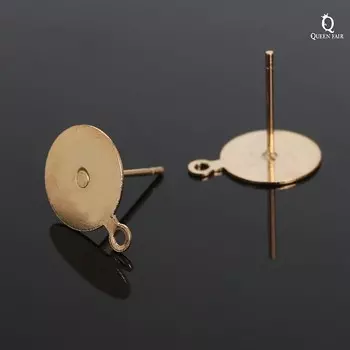 Основы для пусет с петелькой, площадка 10 мм, пара, см-1111, (набор 10 шт.), цвет золото