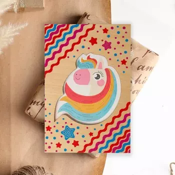 Открытка с деревянным элементом