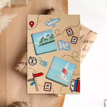 Открытка с деревянным элементом