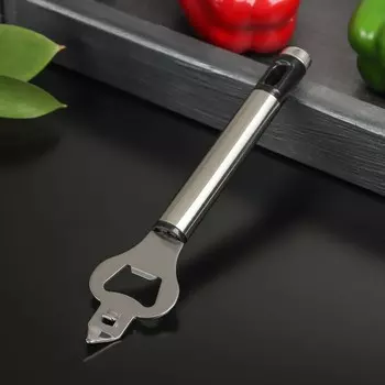 Открывашка доляна fargo, 18,54,52 см, нержавеющая сталь, цвет черный, серебряный