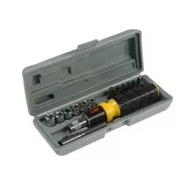 Отвертка с набором бит и головок тундра, реверсивная, в кейсе, 14 предметов