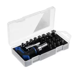 Отвертка с набором бит и торцевых головок тундра, в пластиковом кейсе, 26 предметов