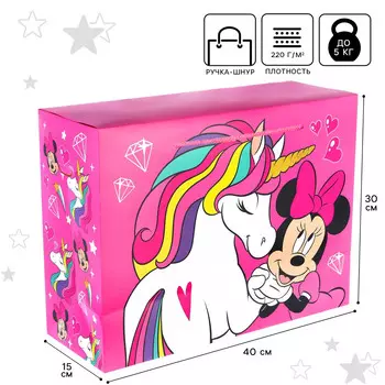 Пакет подарочный-коробка, 403015 см dream, упаковка, минни маус и единорог