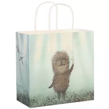 Пакет подарочный, 22х22х11 см, крафт, упаковка, ежик в тумане