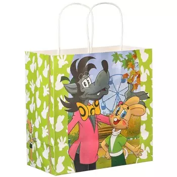 Пакет подарочный, 22х22х11 см, крафт, упаковка, ну, погоди