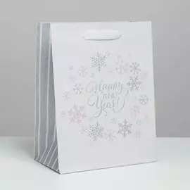 Пакет крафтовый вертикальный happy new year!, ms 18 × 23 × 10 см