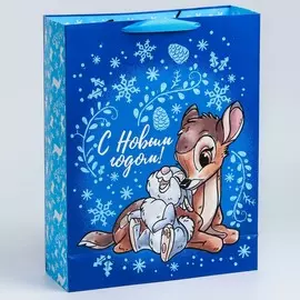 Новый год. пакет подарочный, 31х40х11 см, упаковка, бэмби