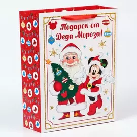 Новый год. пакет подарочный, 31х40х11.5 см, упаковка, микки маус