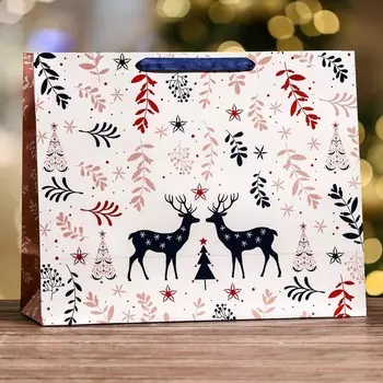 Пакет подарочный новогодний ламинированный горизонтальный