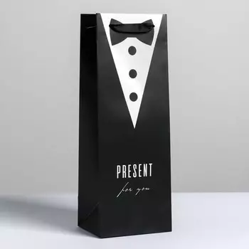 Пакет ламинированный под бутылку present for man, 13 x 35 x 10 см