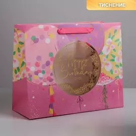 Пакет подарочный ламинированный с пластиковым окном, упаковка,