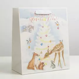 Пакет подарочный новогодний ламинированный