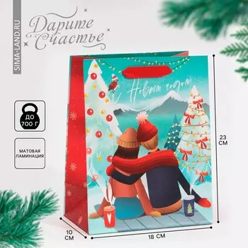 Пакет подарочный новогодний ламинированный