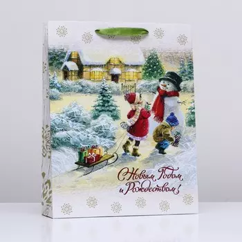 Пакет подарочный новогодний ламинированный вертикальный