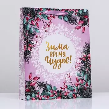 Пакет подарочный новогодний ламинированный вертикальный