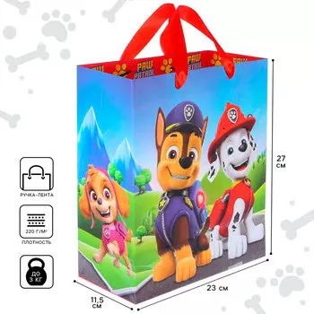 Пакет подарочный, 23х27х11.5 см, упаковка, щенячий патруль