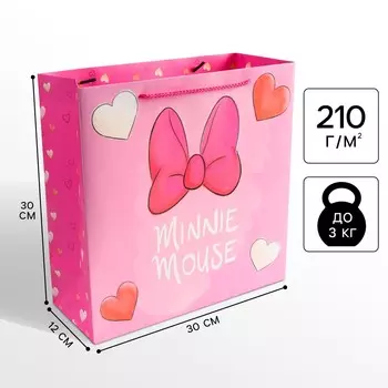 Пакет подарочный, 30х30х12 см, упаковка, минни маус