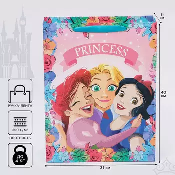 Пакет подарочный, 31х40х11.5 см, упаковка, принцессы