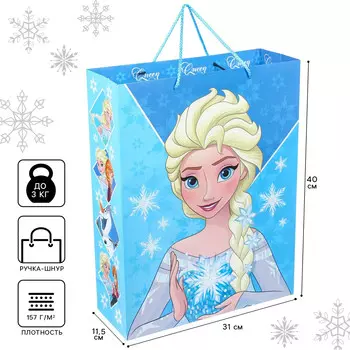 Пакет подарочный на новый год, 31 х 40 х 11.5 см, упаковка, холодное сердце