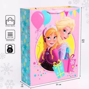 Пакет подарочный, 31х40х11 см, упаковка, холодное сердце