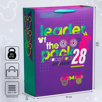 Пакет подарочный, 31х40х11 см, упаковка, микки маус