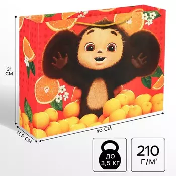 Пакет подарочный, 40х31х11.5 см, упаковка, чебурашка