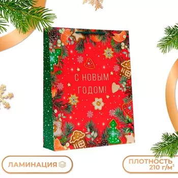 Пакет подарочный новогодний ламинированный