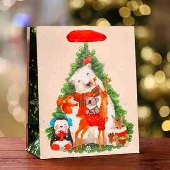 Пакет подарочный новогодний ламинированный