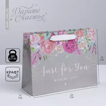 Пакет подарочный горизонтальный крафтовый, упаковка,