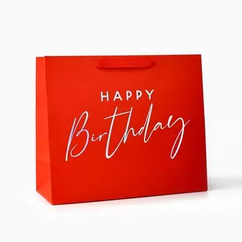 Пакет подарочный happy birthday, голография, ml 27 х 11.5 х 23 см