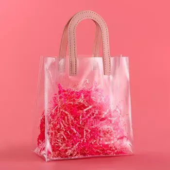 Пакет подарочный из пвх, розовый, 201810 см