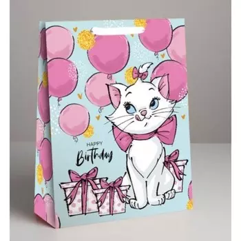 Пакет подарочный крафт happy birthday, 403111.5 см, коты аристократы