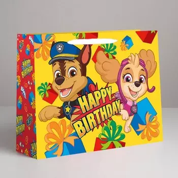 Пакет подарочный крафт happy birthday, 403111.5 см, щенячий патруль
