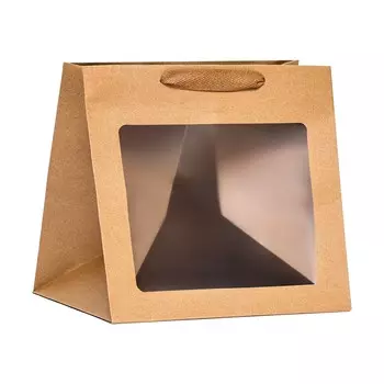 Пакет подарочный, крафт, с окном, 252525 см