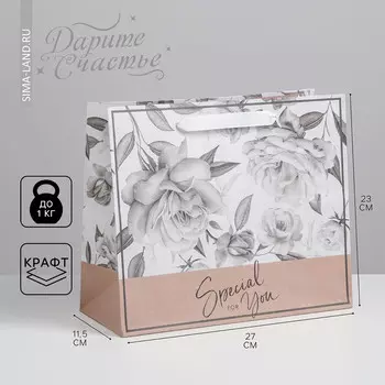 Пакет подарочный крафтовый горизонтальный, упаковка,