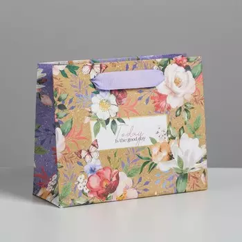 Пакет подарочный крафтовый горизонтальный, упаковка,