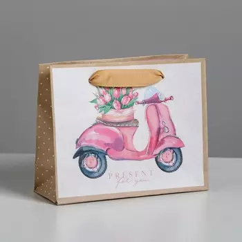 Пакет подарочный крафтовый горизонтальный, упаковка,