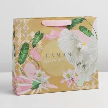 Пакет подарочный крафтовый горизонтальный, упаковка,