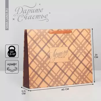 Пакет подарочный крафтовый горизонтальный, упаковка,