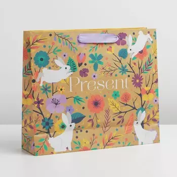 Пакет подарочный крафтовый горизонтальный, упаковка,