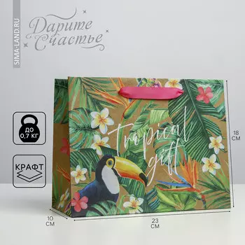 Пакет подарочный крафтовый горизонтальный, упаковка,