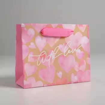 Пакет подарочный крафтовый горизонтальный, упаковка,